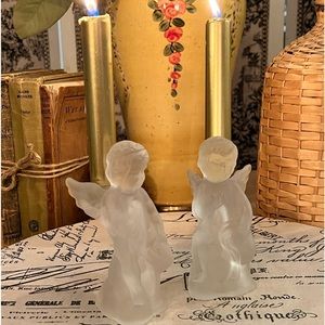 Vintage Crystal Cherub Candle Holders, SET/2